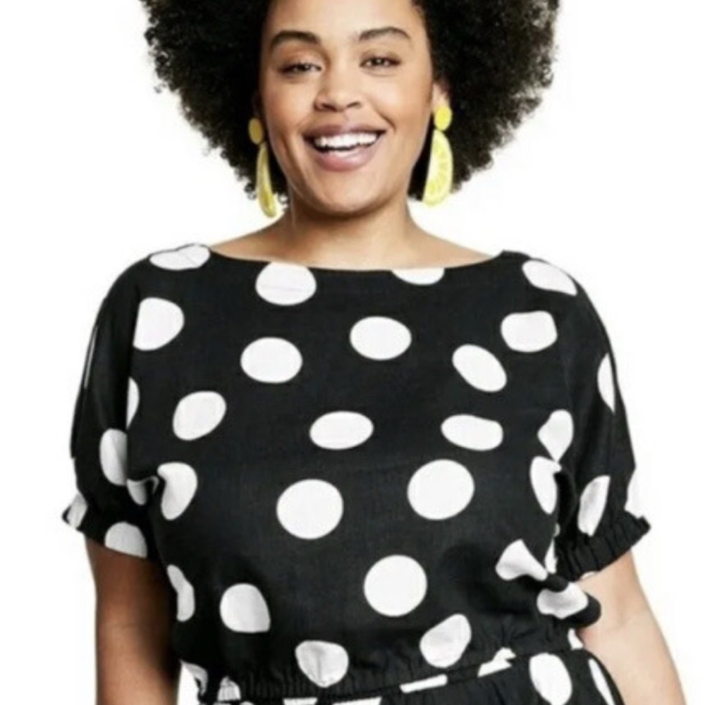 Tabitha Brown for Target - Cropped Black and White Polka Dot Blouse